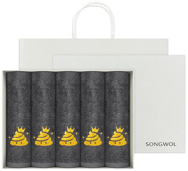 Songwol 松月 黃金福氣刺繡 紀念 開業 祝賀 感謝 禮物 謝禮 毛巾 130g + 提袋