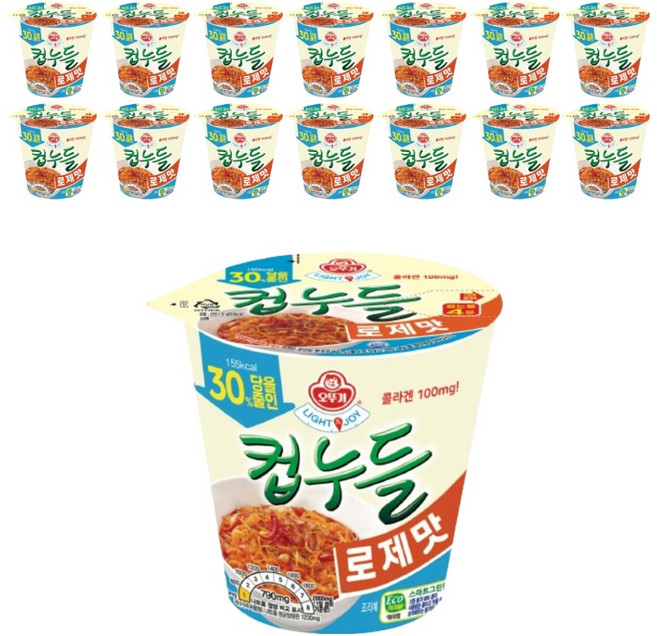 OTOKI 不倒翁 杯麵 LIGHT&JOY 減糖杯麵 鋪粉紅醬口味 51g, 15個