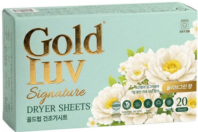 골드럽 건조기시트 올리브그린향, 1개, 20개입