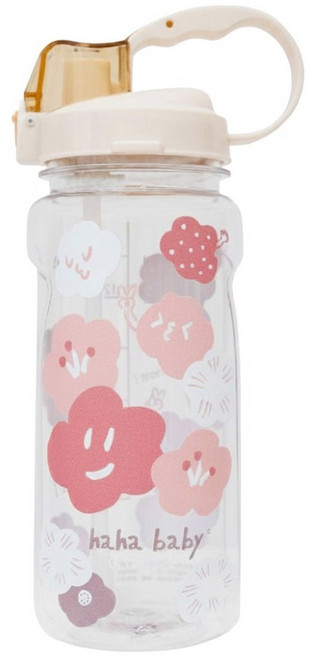 haha baby 大容量背帶透明水壺, 粉色心花開, 1個, 1.6L