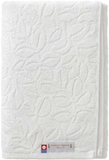imabari towel 今治毛巾 緹花立體織面浴巾 日本製 120 x 60cm 棉紗, 小葉葉 白色, 1個