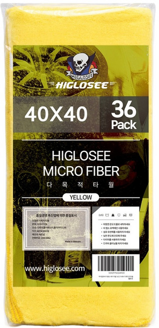 하이글로씨 다목적 극세사 타월 36pack, 옐로우, 1개