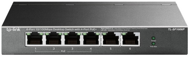 tp-link 10/100 Mbps 6埠桌上型/壁掛式無網管乙太網路金屬殼交換器, 1個, TL-SF1006P
