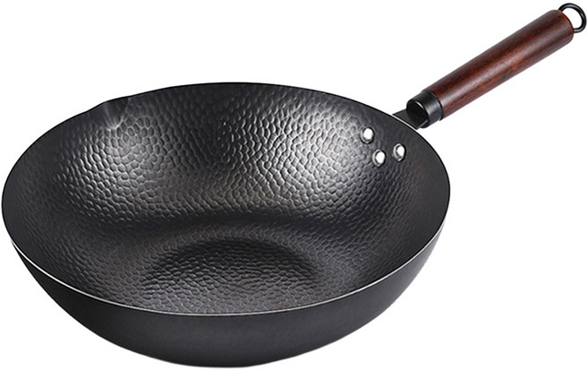 Q.M.P 鍋太后 無塗層手工鍛造單柄鐵鍋, 黑色, 1個, 32cm