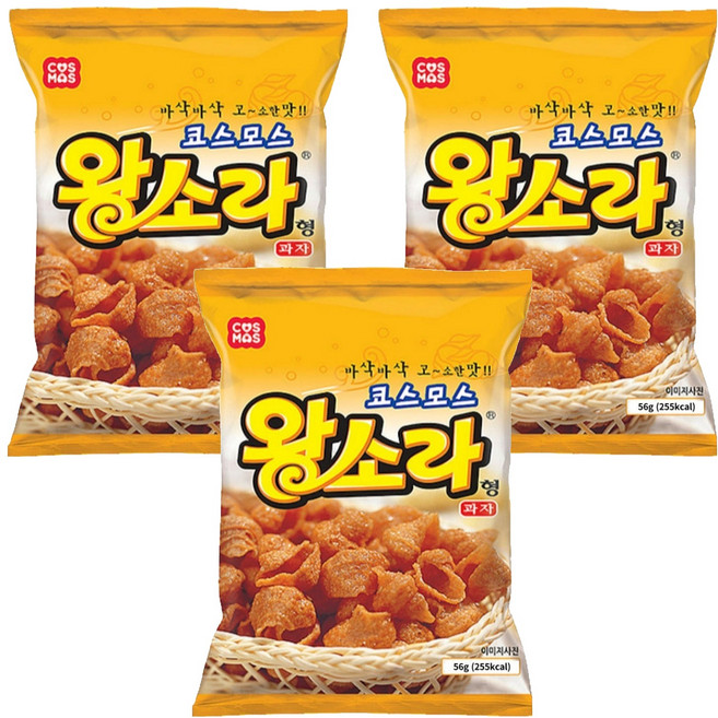 코스모스제과 왕소라 과자, 56g, 3개