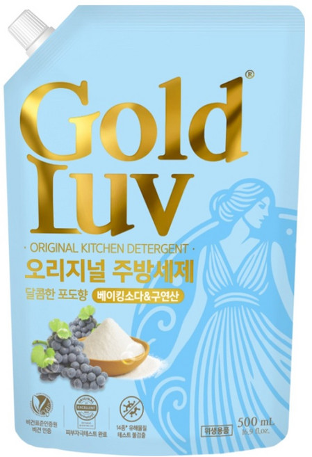 골드럽 오리지널 베이킹소다 구연산 주방세제 포도향, 1개, 500ml