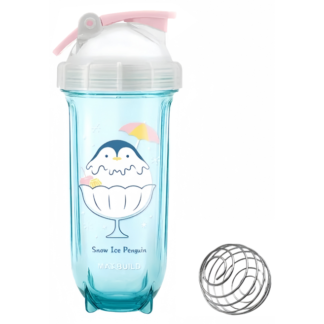 MAXBUILD 迅健 太空搖搖杯/運動水壺 附鋼球, 企鵝雪花冰, 1個, 828ml