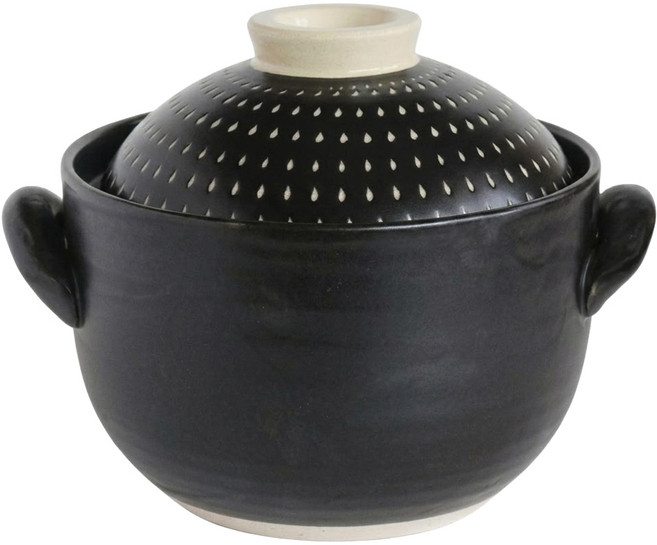 MEISTER HAND OKATTE系列 飛釉紋3合炊飯陶鍋 黑色, 1個, 23.5cm
