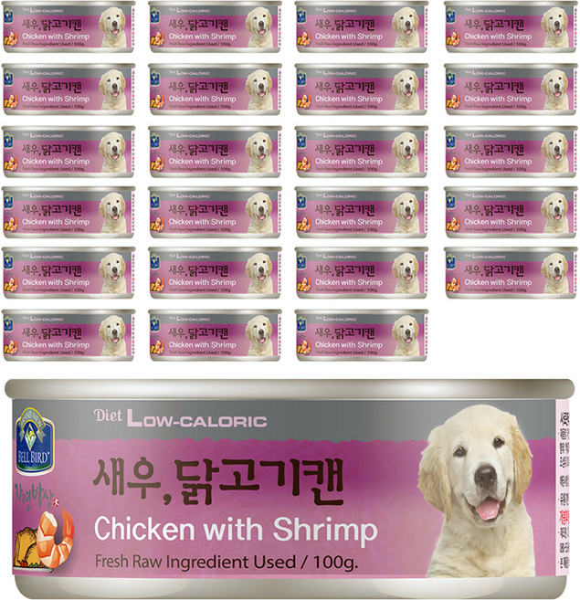 벨버드 강아지 자연밥상 원형캔, 혼합맛(새우/닭고기), 100g, 24개