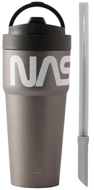 WOKY 沃廚 NASA系列 Ti純鈦渾圓杯 附彈跳粗吸管, 零度引力, 1個, 770ml