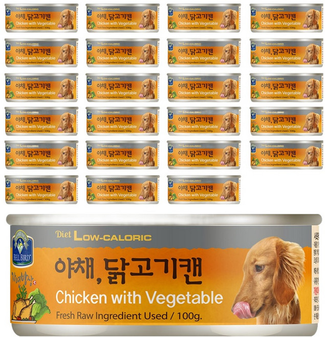 벨버드 강아지 자연밥상 야채 닭고기 원형캔, 혼합맛(야채/닭), 100g, 24개