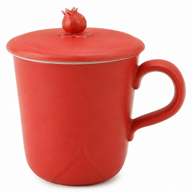 LOHAS Pottery 陸寶 富貴石榴蓋杯 富貴紅 300ml + 蓋子 1套