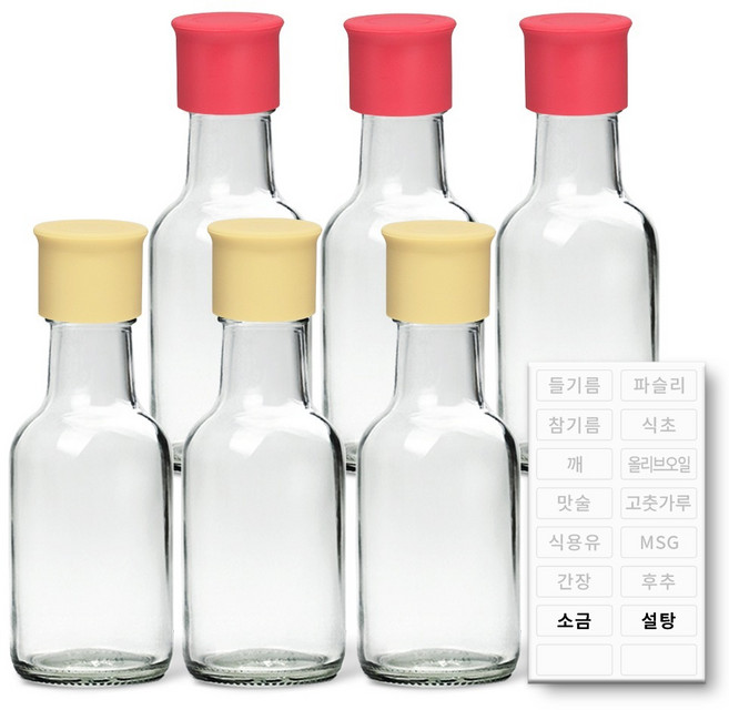 헥사 실리콘뚜껑 꾹꾹 원형 오일병 투명 6p + 투명 라벨 쉐프, 1개, 150ml