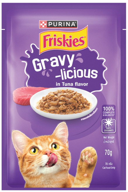 프리스키 고양이 퓨리나 그레이비 참치 주식 습식 파우치, 70g, 12개