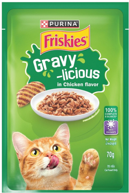 프리스키 고양이 퓨리나 그레이비 치킨 주식 습식 파우치, 닭, 70g, 12개