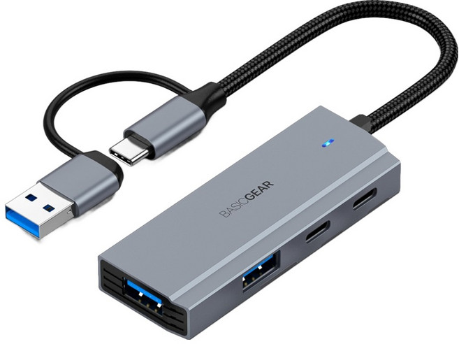 Basic Gear 4埠雙連接器 USB 3.0 筆記型電腦 Type-C 多功能集線器 UH420
