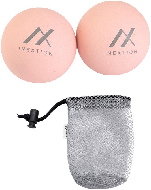 iNEXTION 筋膜按摩療癒球2件組 附兩用網袋, 粉色, 1套