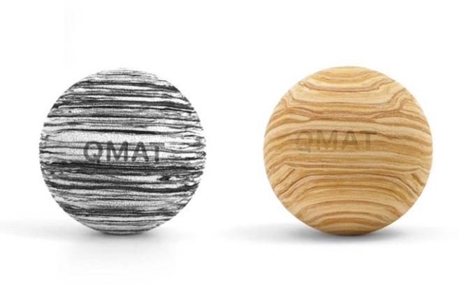 QMAT 台灣製 筋膜球2件組 6cm, 黑白色 + 松木紋, 1套
