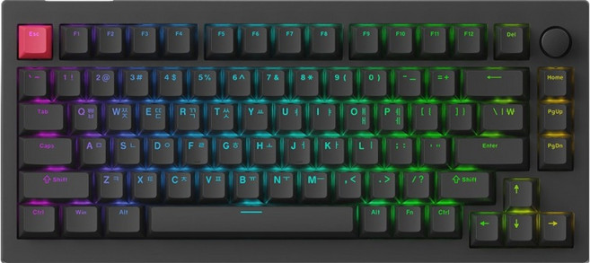 Keychron EX67 HE 透明軸 8K RGB 熱插拔 機械式 有線 無數字鍵盤, 黑色, EX75-J1, 磁軸(磁鐵軸)