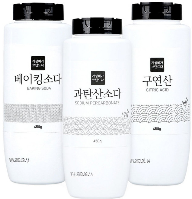 가성비가브랜드다 베이킹소다 450g + 과탄산소다 450g + 구연산 450g 세트, 1세트