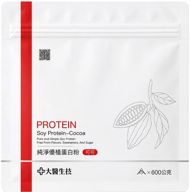 大醫生技 純淨優植蛋白粉 可可, 600g, 1個