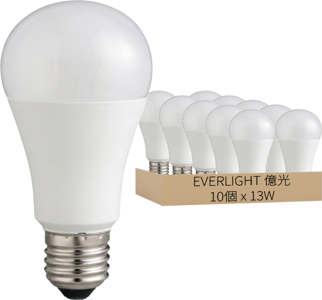 EVERLIGHT 億光 超節能球泡燈 13W, 白光, 10個