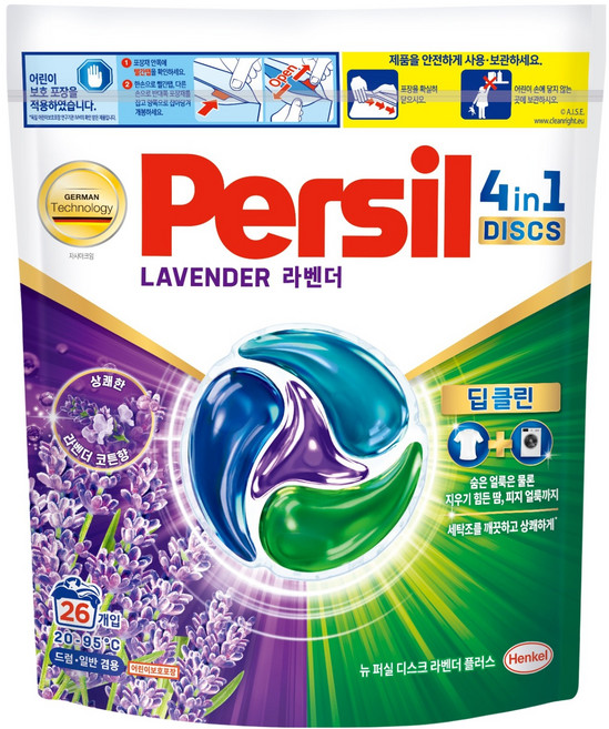 퍼실 뉴 디스크 라벤더 플러스 캡슐세제, 26개입, 1개