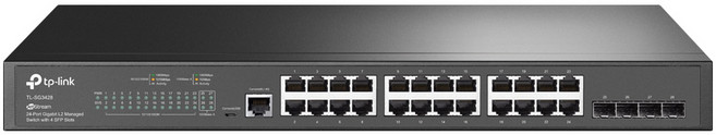 tp-link 24埠 10/100/1000 Mbps RJ45 Gigabit L2 管理型交換器 含4埠SFP插槽, 1個, TL-SG3428