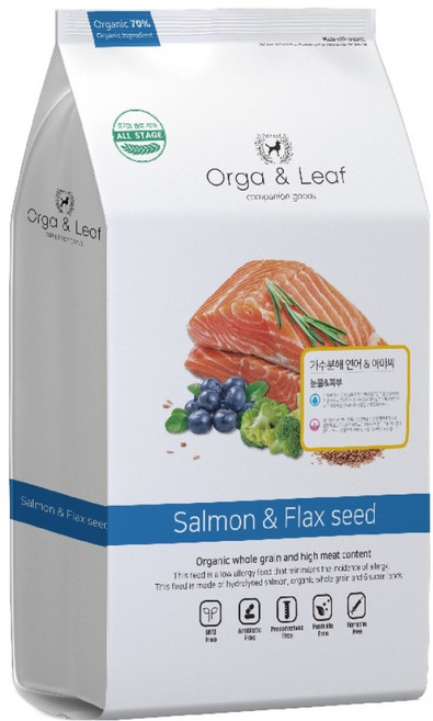 오가앤리프 강아지 가수분해 연어 & 아마씨 사료, 5.6kg, 1개, 피부/피모+알러지