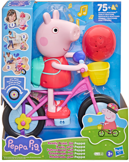 Peppa Pig 粉紅豬小妹 佩佩腳踏車互動玩偶 G21775E00, 混和顏色, 1個