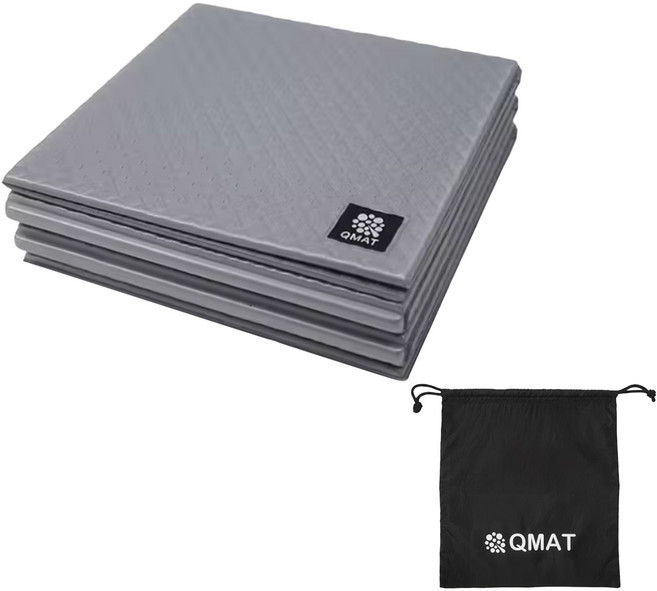 QMAT 方折疊瑜珈墊 台灣製 附收納袋, 丁香灰, 1個