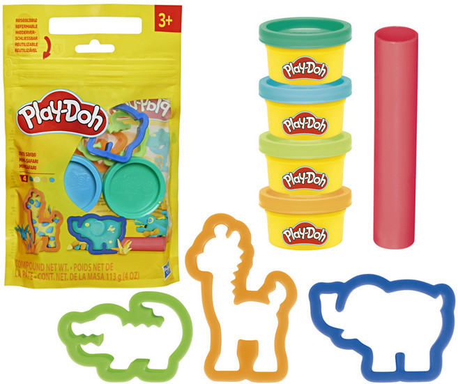 Hasbro 孩之寶 Play-Doh 培樂多 迷你野生動物主題模具組, 混和顏色, 113g, 1組