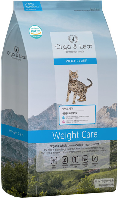 오가앤리프 캣 웨이트케어 유기농 다이어트 가수분해 사료, 1개, 1.8kg