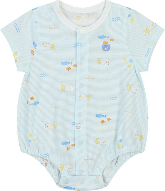 Happyland 新生兒用 Porong Bear 莫代爾短袖包屁衣