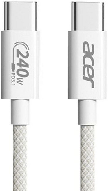 acer 宏碁 PD Type-C-Type-C大功率快速充電傳輸線 240W OCB4F1, 白色, 1個, 2m