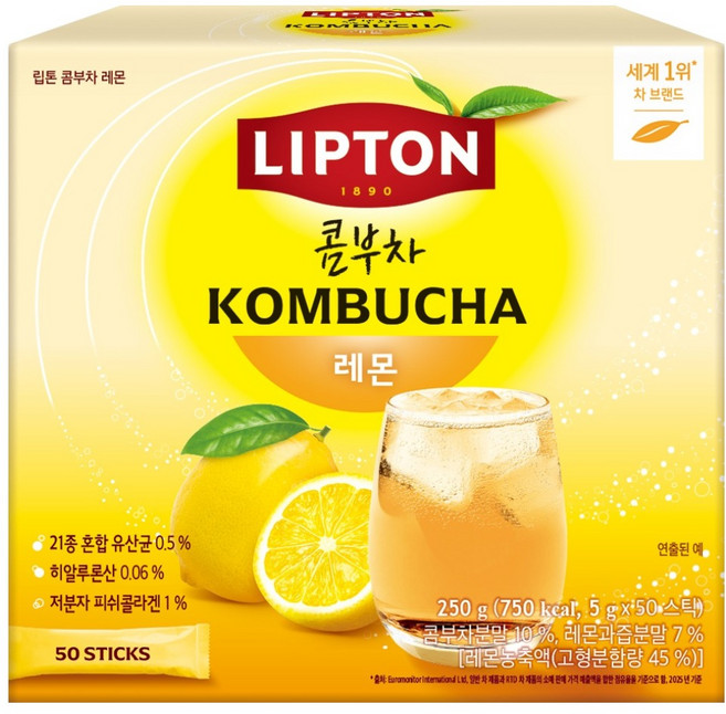 립톤 콤부차 레몬, 5g, 1개, 50개입