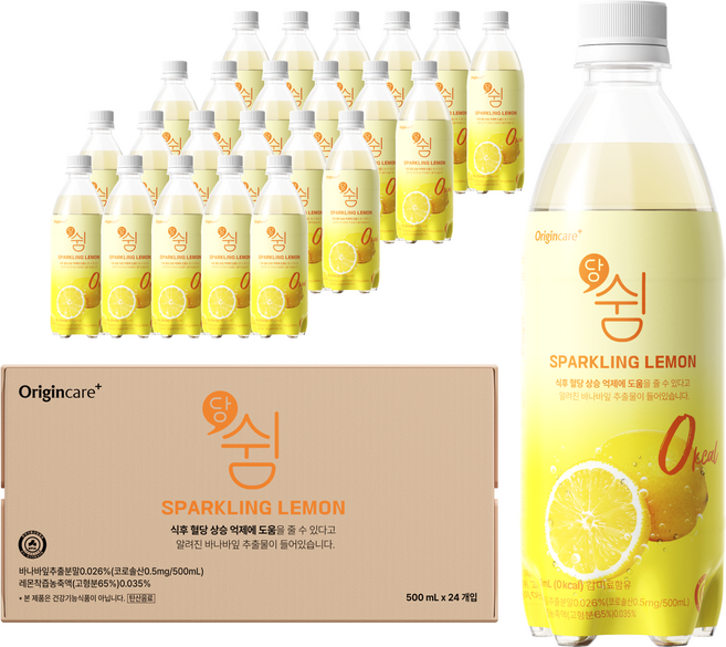 오리진케어 당쉼 레몬 스파클링 당 걱정 없는 제로 탄산음료, 24개, 500ml