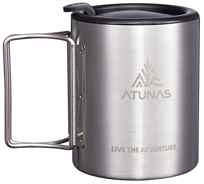 ATUNAS 歐都納 304不鏽鋼雙層折疊登山杯 + 蓋 A1KTGZ11 250ml, 銀色, 1個