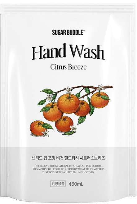 슈가버블 센티드 딥 포밍 비건 핸드워시 시트러스 브리즈 리필, 1개, 450ml