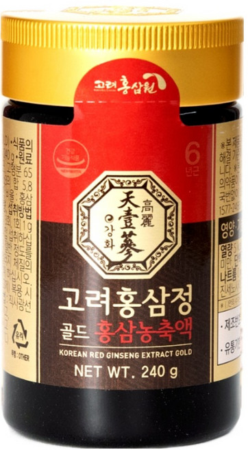 명품 고려홍삼정 골드 240g 국산 6년근 홍삼 진액 농축액 100% 진세노사이드 미라클컴퍼니, 1개