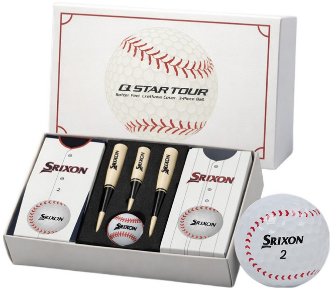 SRIXON Qstar 棒球版 聚氨酯高爾夫球 3層 4入 + 2種球梯 + 球標組