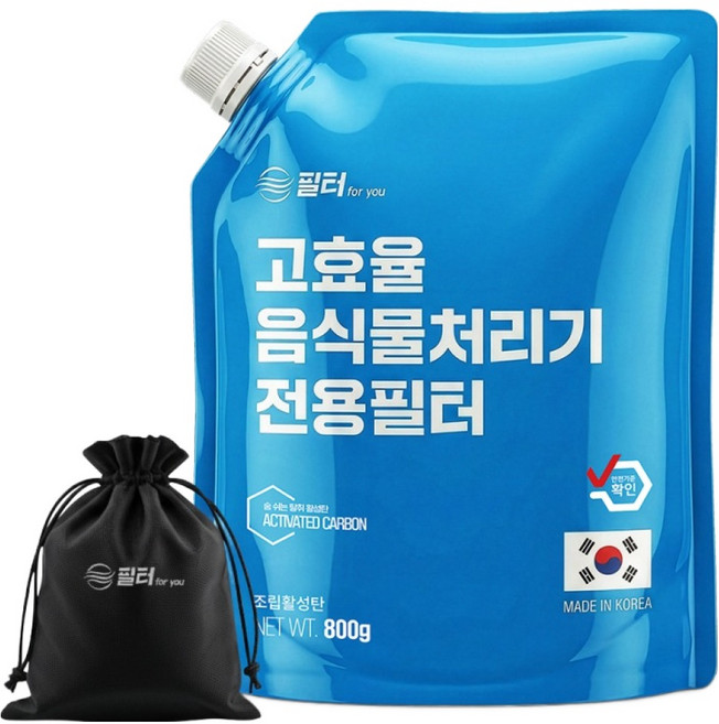 필터포유 음식물 처리기 필터 리필 숨쉬는 탈취 활성탄 + 다용도 파우치 세트, 800g, 1세트