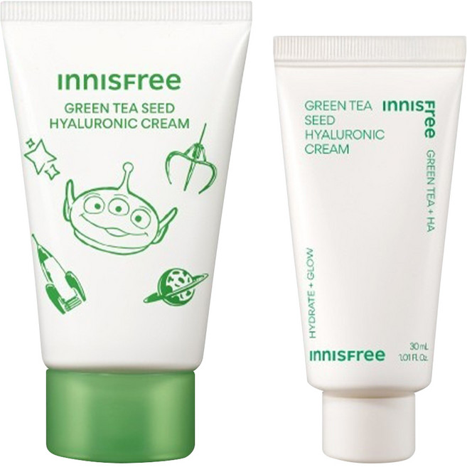 INNISFREE 台灣公司貨 綠茶籽玻尿酸保濕霜組 玩具總動員版 50ml + 30ml, 1件, 80ml