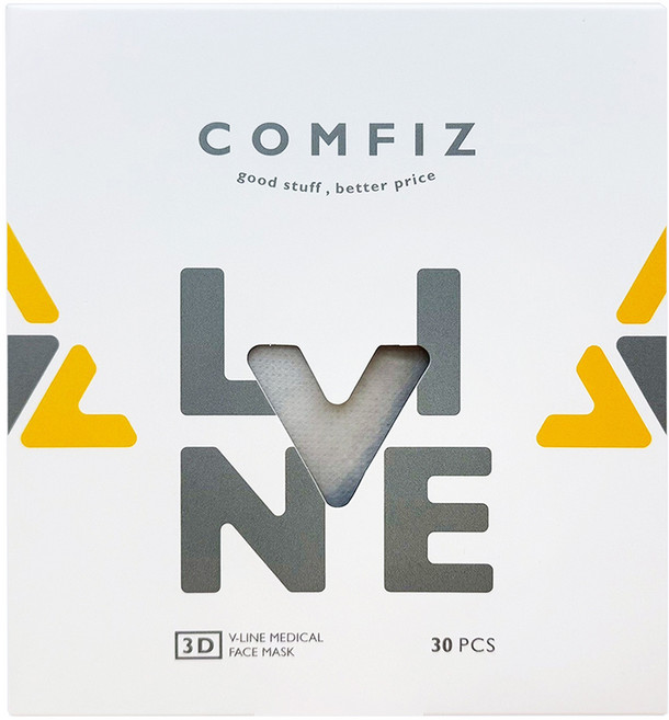 Comfiz 康菲 成人立體V型醫療口罩, 青燕灰, 1套, 30片