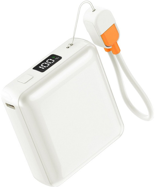 Fiio 컴팩트 미니 보조배터리 10000mAh + C to C 케이블 세트, 화이트, DSTM-PB-03