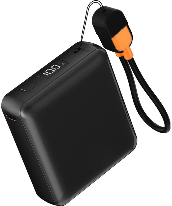 Fiio 컴팩트 미니 보조배터리 10000mAh + C to C 케이블 세트, 블랙, DSTM-PB-03