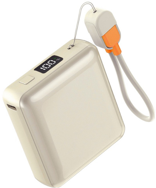 Fiio 컴팩트 미니 보조배터리 10000mAh + C to C 케이블 세트, 베이지, DSTM-PB-03