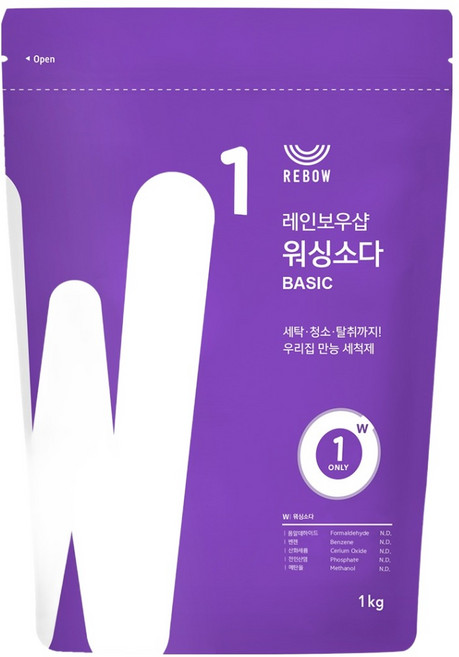 레인보우샵 워싱소다 베이직 분말세제, 1개, 1kg