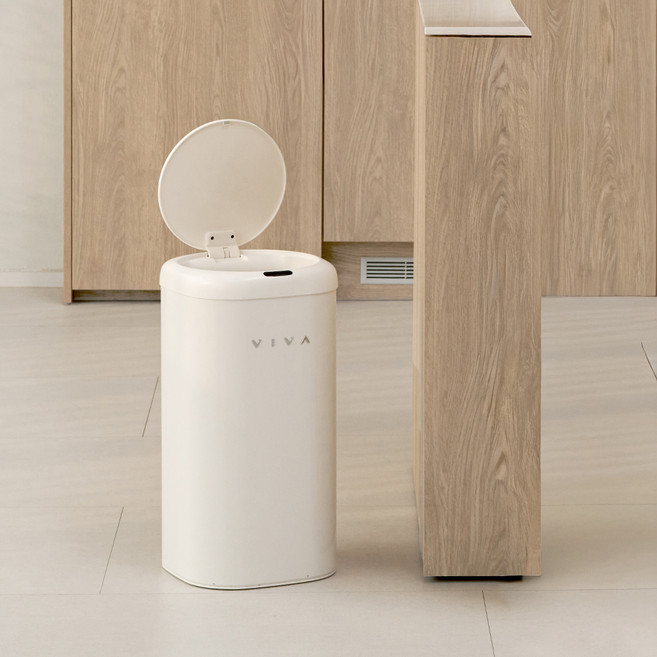 VISVIVA 感應式 D-Edge 垃圾桶 27L, 1個, 奶油色
