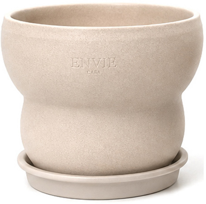 ENVIE CASA 雲朵陶盆 + PP底盤組 CLD, 象牙白, 1套